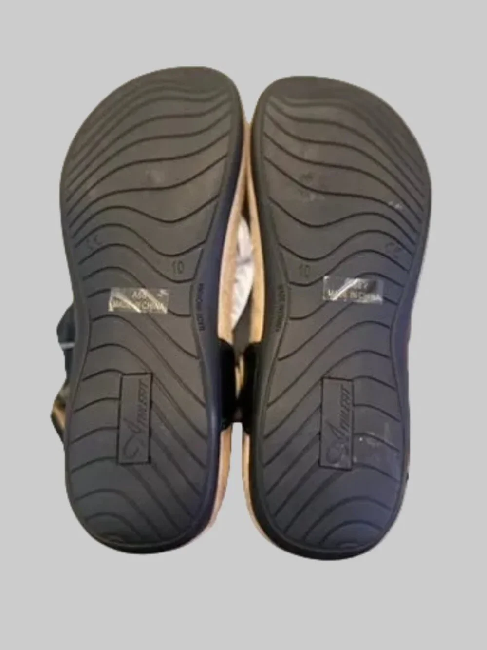 Athlefit Women's Orthopedic Arch Support Flat Sandals - Black T-Strap Size 10